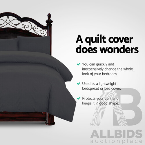 King Size Classic Quilt Cover Set - Black