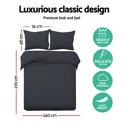 Super King Classic Quilt Cover Set - Black - Brand New - Free Shipping