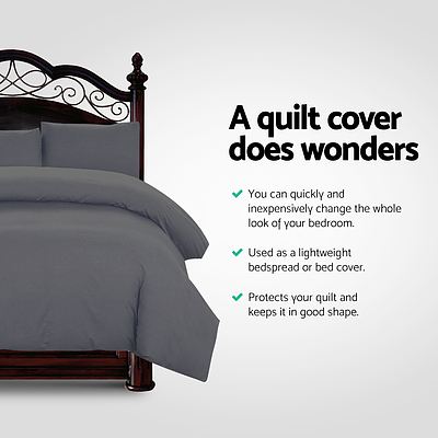 Queen Size Classic Quilt Cover Set - Charcoal - Brand New - Free Shipping