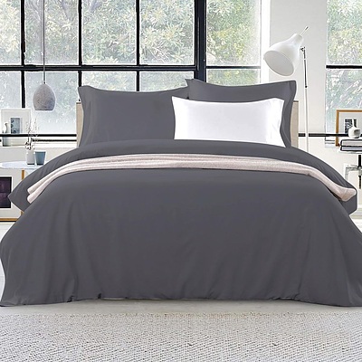 Giselle Bedding Super King Size Classic Quilt Cover Set - Charcoal - Free Shipping