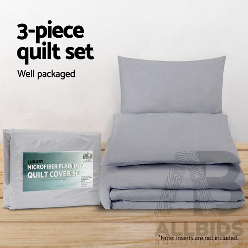 Giselle Bedding Queen Size Classic Quilt Cover Set - Grey - Free Shipping