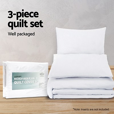 King Size Classic Quilt Cover Set - White - Brand New - Free Shipping