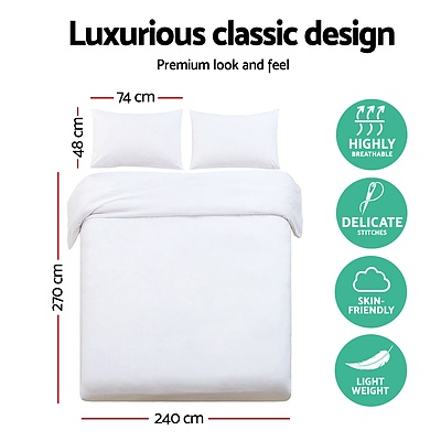 Super King Classic Quilt Cover Set - White