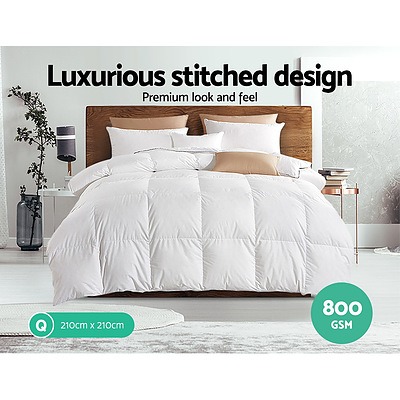 800GSM Goose Down Feather Quilt Cover Duvet Winter Doona White Queen - Brand New - Free Shipping