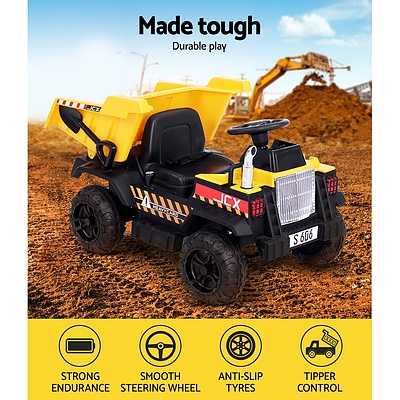 Kids Ride On Car Dumptruck 12V Electric Bulldozer Toys Cars Battery Yellow - Brand New - Free Shipping