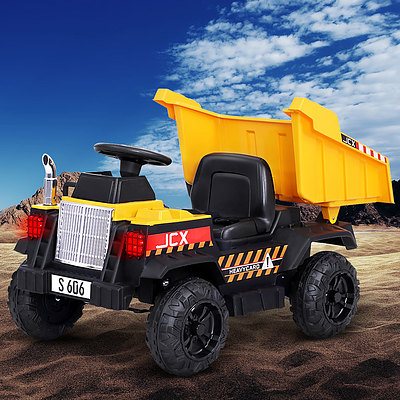 Kids Ride On Car Dumptruck 12V Electric Bulldozer Toys Cars Battery Yellow - Brand New - Free Shipping