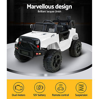 Kids Ride On Car Electric 12V Car Toys Jeep Battery Remote Control White - Brand New - Free Shipping