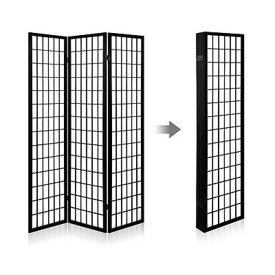4 Panel Wooden Room Divider - Black - Free Shipping
