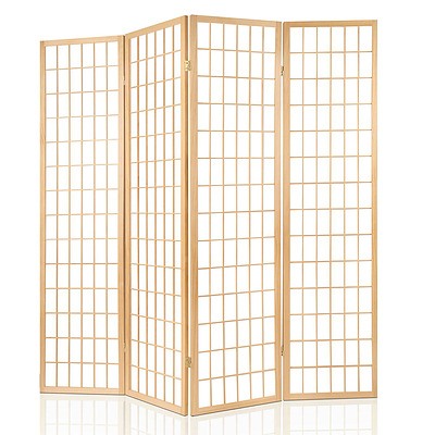 4 Panel Wooden Room Divider - Natural - Brand New - Free Shipping