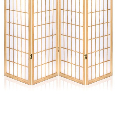 4 Panel Wooden Room Divider - Natural - Free Shipping