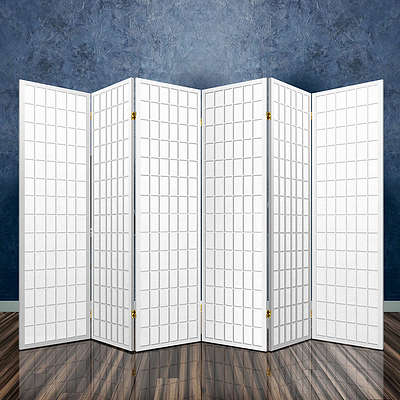 6 Panel Room Divider Privacy Screen Foldable Pine Wood Stand White - Brand New - Free Shipping