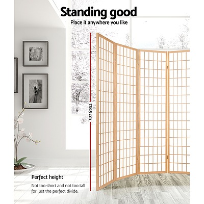 8 Panel Room Divider Privacy Screen Dividers Stand Oriental Vintage Natural - Brand New - Free Shipping
