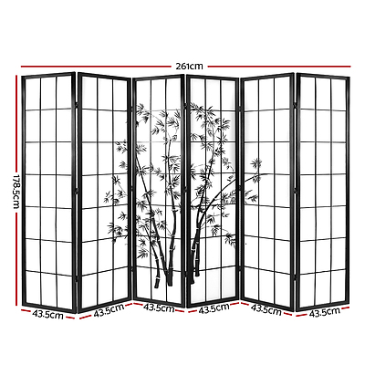 6 Panel Room Divider Screen Privacy Dividers Pine Wood Stand Black White - Brand New - Free Shipping