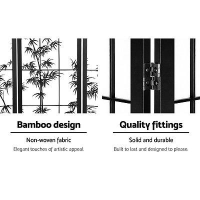 4 Panel Room Divider Screen Privacy Dividers Pine Wood Stand Shoji Bamboo Black White - Brand New - Free Shipping