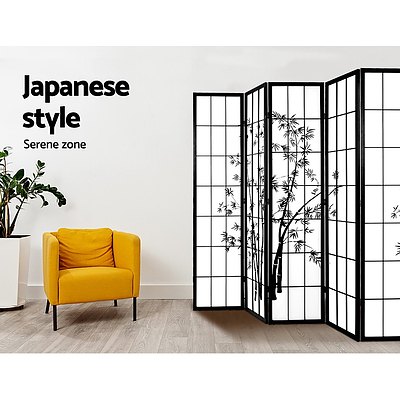 8 Panel Room Divider Screen Privacy Dividers Pine Wood Stand Shoji Bamboo Black White - Brand New - Free Shipping