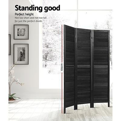 3 Panel Room Divider Screen Privacy Wood Dividers Timber Stand Black - Brand New - Free Shipping