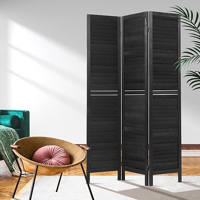 3 Panel Room Divider Screen Privacy Wood Dividers Timber Stand Black - Brand New - Free Shipping