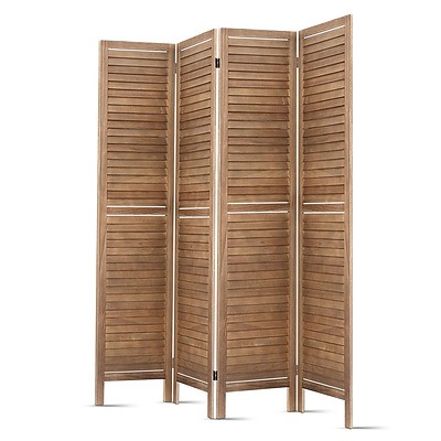 Room Divider Privacy Screen Foldable Partition Stand 4 Panel Brown - Brand New - Free Shipping