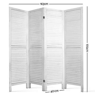 Timber 4 Panel Room Divider - White - Free Shipping