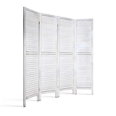 4 Panel Foldable Wooden Room Divider - White - Brand New - Free Shipping
