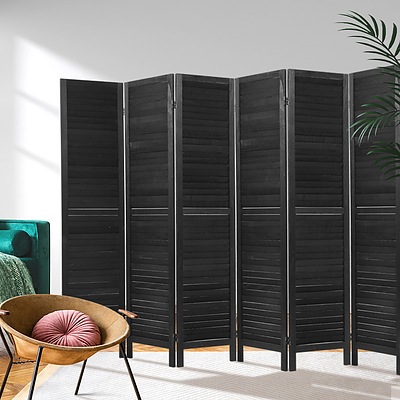 6 Panel Room Divider Screen Privacy Wood Dividers Timber Stand Black - Brand New - Free Shipping