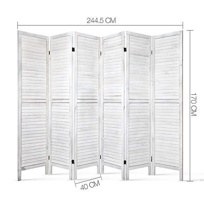 6 Panel Room Divider Privacy Screen Foldable Wood Stand White - Brand New - Free Shipping