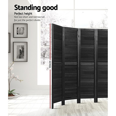 8 Panel Room Divider Screen Privacy Wood Dividers Timber Stand Black - Brand New - Free Shipping