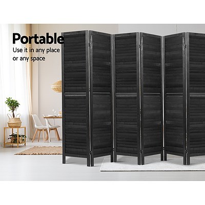8 Panel Room Divider Screen Privacy Wood Dividers Timber Stand Black - Brand New - Free Shipping