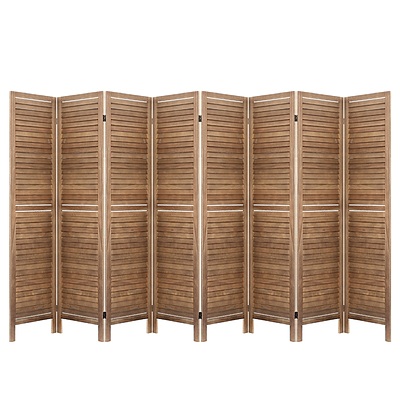 Room Divider Screen 8 Panel Privacy Wood Dividers Stand Bed Timber Brown - Brand New - Free Shipping