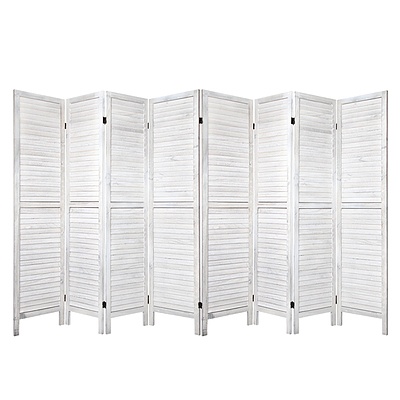 Room Divider Screen 8 Panel Privacy Wood Dividers Stand Bed Timber White - Brand New - Free Shipping