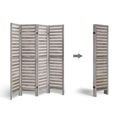 4 Panel Foldable Wooden Room Divider - Grey - Brand New - Free Shipping