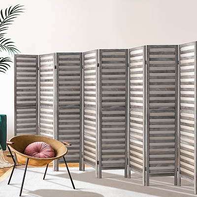8 Panel Room Divider Screen Privacy Wood Dividers Timber Stand Grey - Brand New - Free Shipping