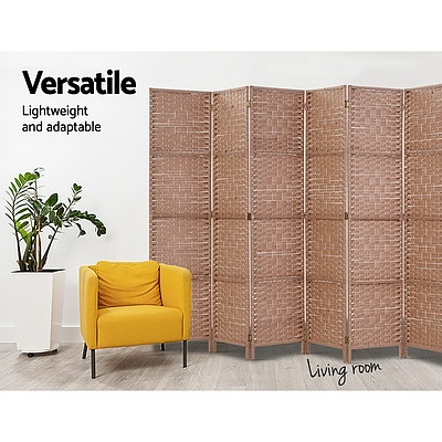 6 Panel Room Divider Screen Privacy Rattan Timber Foldable Dividers Stand Hand Woven - Brand New - Free Shipping