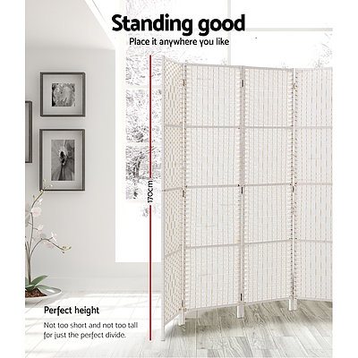 8 Panels Room Divider Screen Privacy Rattan Timber Fold Woven Stand White - Brand New - Free Shipping