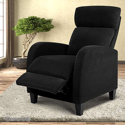 Linen Fabric Reclining Arm Chair - Black - Free Shipping