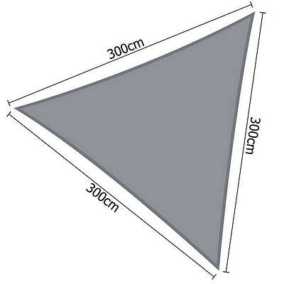 3 x 3 x 3m Triangle Shade Sail Cloth - Grey - Brand New - Free Shipping