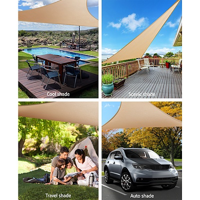 Heavy Duty 280GSM Shade Sail Canopy 3 x 3 x 3 M Sand - Brand New - Free Shipping
