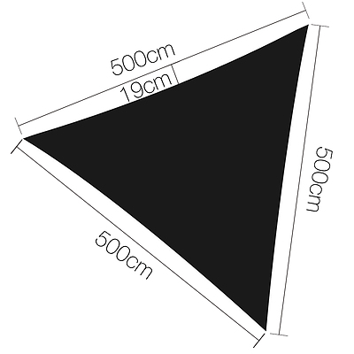 Instahut 5 x 5 x 5m Triangle Shade Sail Cloth - Black - Brand New - Free Shipping