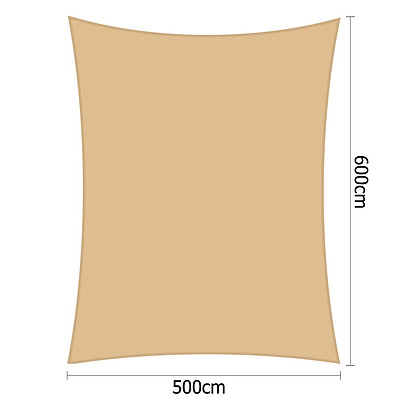 Instahut 5 x 6m Rectangle Shade Sail Cloth - Sand Beige - Brand New - Free Shipping