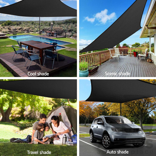 4x6m Shade Sail Sun Shadecloth 280gsm Black - Brand New - Free Shipping