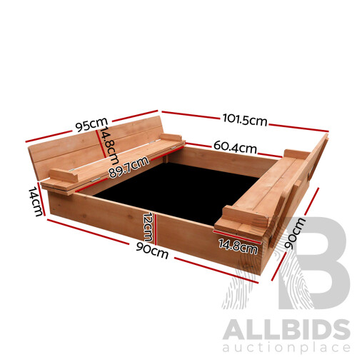 Wooden Outdoor Sandpit Set - Natural Wood - Brand New - Free Shipping