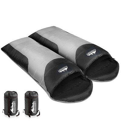 Camping Envelope Sleeping Bag Double Grey Black - Brand New - Free Shipping