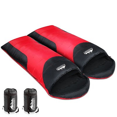 Set of 2 Camping Sleeping Bag Red Black - Free Shipping