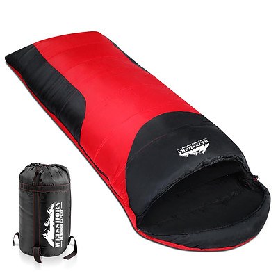 Camping Envelope Sleeping Bag Single Red Black - Free Shipping