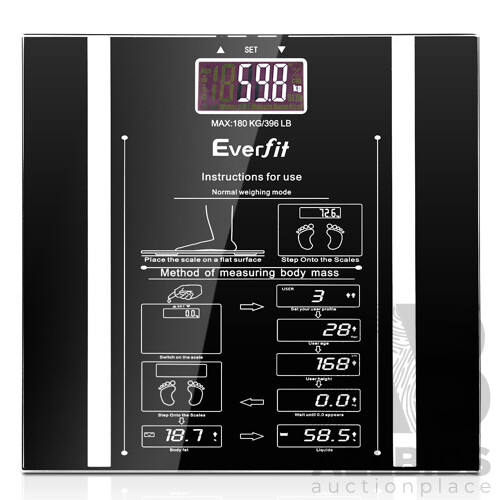Electronic Digital Body Fat & Hydration Bathroom Glass Scale Black - Brand New