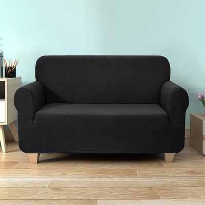 High Stretch Sofa Cover Couch Protector Slipcovers 2 Seater Black