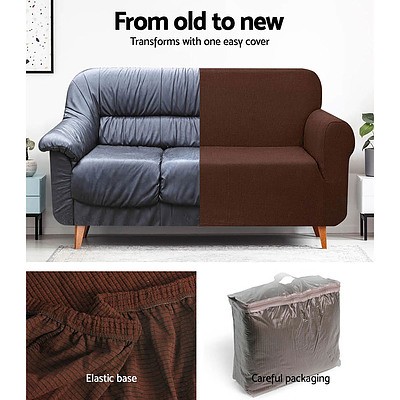 High Stretch Sofa Cover Couch Protector Slipcovers 2 Seater Coffee - Brand New - Free Shipping