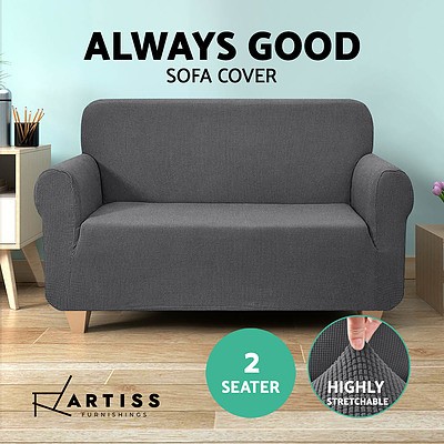 High Stretch Sofa Cover Couch Protector Slipcovers 2 Seater Grey