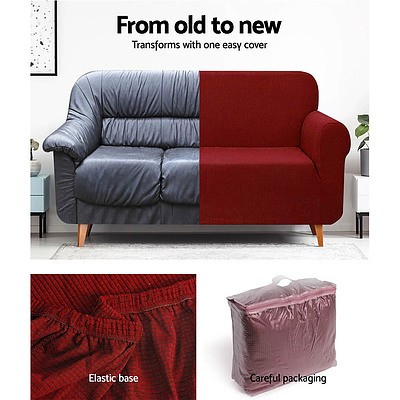 High Stretch Sofa Cover Couch Protector Slipcovers 2 Seater Burgundy