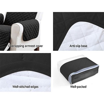 Sofa Cover Quilted Couch Covers Protector Slipcovers 1 Seater Black